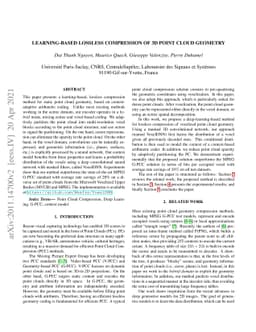 Learning-based lossless compression of 3D point cloud geometry