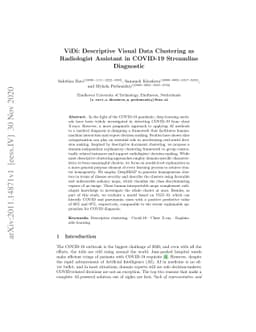 ViDi: Descriptive Visual Data Clustering as Radiologist Assistant in
  COVID-19 Streamline Diagnostic