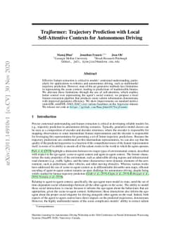 Trajformer: Trajectory Prediction with Local Self-Attentive Contexts for
  Autonomous Driving