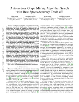 Autonomous Graph Mining Algorithm Search with Best Speed/Accuracy
  Trade-off