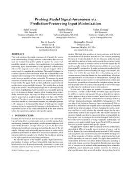 Probing Model Signal-Awareness via Prediction-Preserving Input
  Minimization