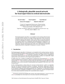 A biologically plausible neural network for local supervision in
  cortical microcircuits