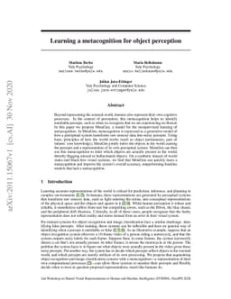 Learning a metacognition for object perception