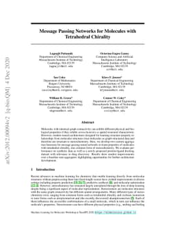 Message Passing Networks for Molecules with Tetrahedral Chirality
