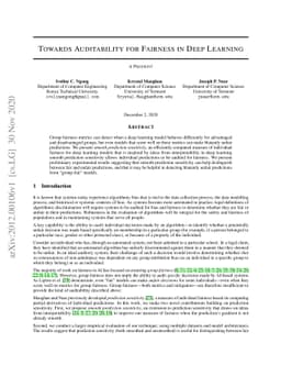 Towards Auditability for Fairness in Deep Learning