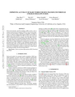 Improving accuracy of rare words for RNN-Transducer through unigram
  shallow fusion