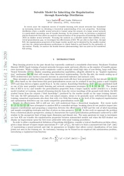 Solvable Model for Inheriting the Regularization through Knowledge
  Distillation