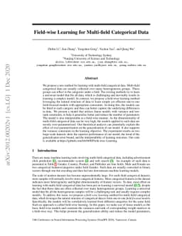 Field-wise Learning for Multi-field Categorical Data