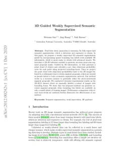 3D Guided Weakly Supervised Semantic Segmentation