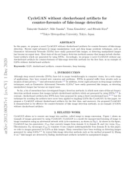 CycleGAN without checkerboard artifacts for counter-forensics of
  fake-image detection