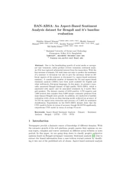 BAN-ABSA: An Aspect-Based Sentiment Analysis dataset for Bengali and
  it's baseline evaluation