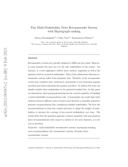 Fair Multi-Stakeholder News Recommender System with Hypergraph ranking