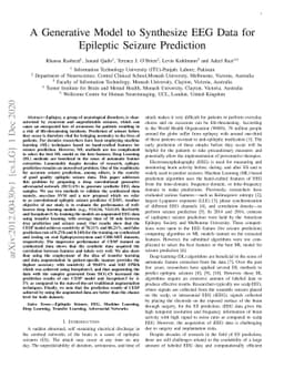 A Generative Model to Synthesize EEG Data for Epileptic Seizure
  Prediction