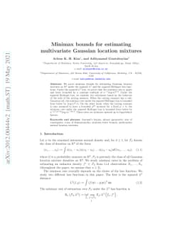 Minimax bounds for estimating multivariate Gaussian location mixtures