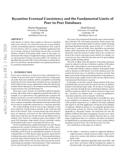 Byzantine Eventual Consistency and the Fundamental Limits of
  Peer-to-Peer Databases