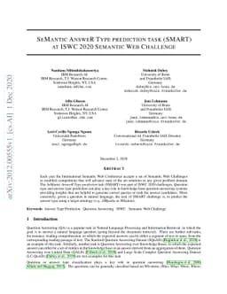 SeMantic AnsweR Type prediction task (SMART) at ISWC 2020 Semantic Web
  Challenge