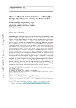 Quick and Robust Feature Selection: the Strength of Energy-efficient
  Sparse Training for Autoencoders