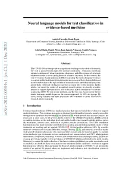 Neural language models for text classification in evidence-based
  medicine