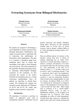 Extracting Synonyms from Bilingual Dictionaries