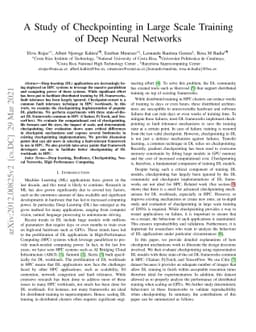 A Study of Checkpointing in Large Scale Training of Deep Neural Networks