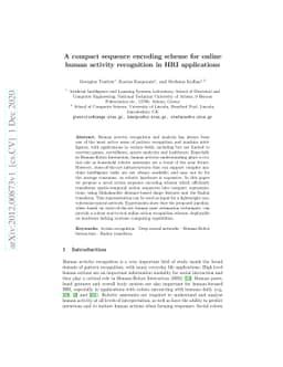 A compact sequence encoding scheme for online human activity recognition
  in HRI applications