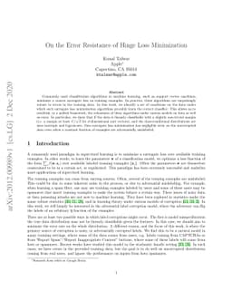 On the Error Resistance of Hinge Loss Minimization