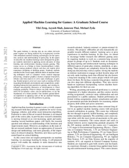 Applied Machine Learning for Games: A Graduate School Course