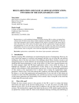 Regularization and False Alarms Quantification: Two Sides of the
  Explainability Coin