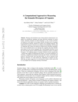 A Computational Approach to Measuring the Semantic Divergence of
  Cognates