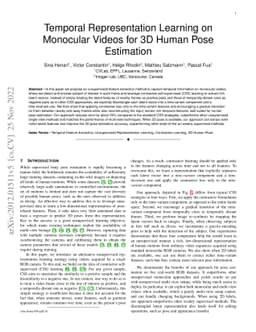 Temporal Representation Learning on Monocular Videos for 3D Human Pose
  Estimation