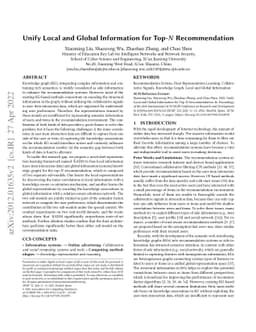 Unify Local and Global Information for Top-$N$ Recommendation