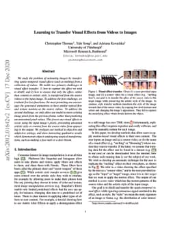 Learning to Transfer Visual Effects from Videos to Images