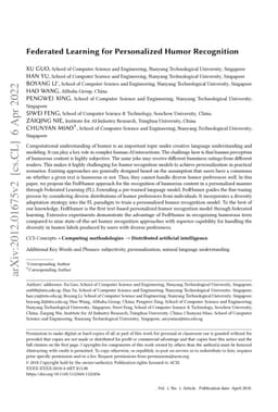 Federated Learning for Personalized Humor Recognition