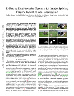 D-Unet: A Dual-encoder U-Net for Image Splicing Forgery Detection and
  Localization