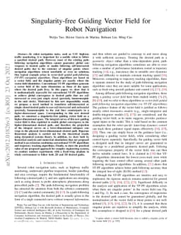 Singularity-free Guiding Vector Field for Robot Navigation