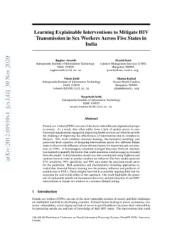 Learning Explainable Interventions to Mitigate HIV Transmission in Sex
  Workers Across Five States in India