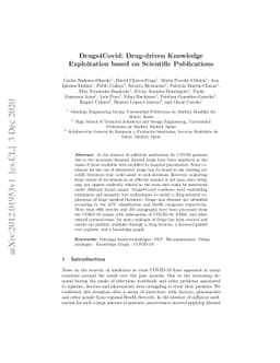 Drugs4Covid: Drug-driven Knowledge Exploitation based on Scientific
  Publications