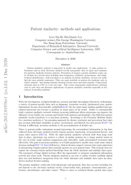 Patient similarity: methods and applications