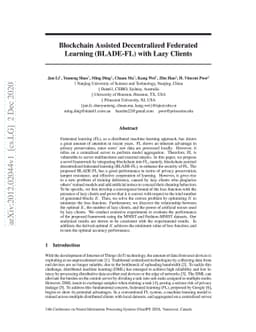 Blockchain Assisted Decentralized Federated Learning (BLADE-FL) with
  Lazy Clients