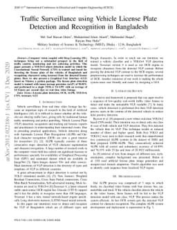 Traffic Surveillance using Vehicle License Plate Detection and
  Recognition in Bangladesh