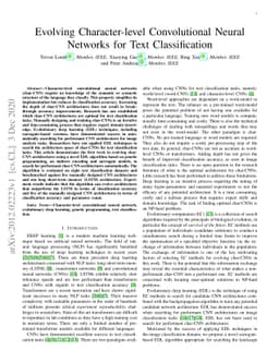 Evolving Character-level Convolutional Neural Networks for Text
  Classification