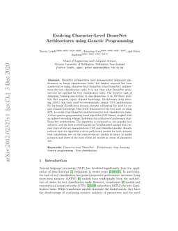 Evolving Character-Level DenseNet Architectures using Genetic
  Programming