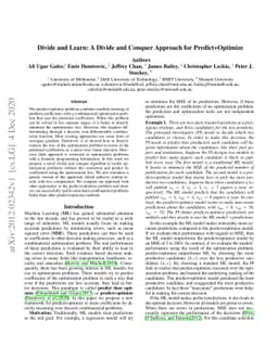 Divide and Learn: A Divide and Conquer Approach for Predict+Optimize