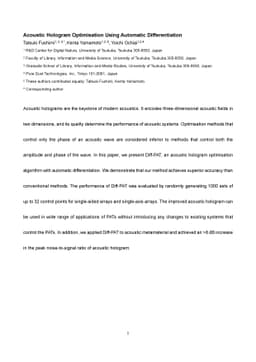 Acoustic Hologram Optimisation Using Automatic Differentiation