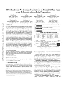 RPT: Relational Pre-trained Transformer Is Almost All You Need towards
  Democratizing Data Preparation