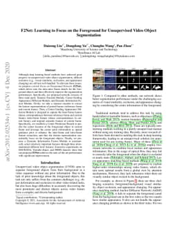 F2Net: Learning to Focus on the Foreground for Unsupervised Video Object
  Segmentation