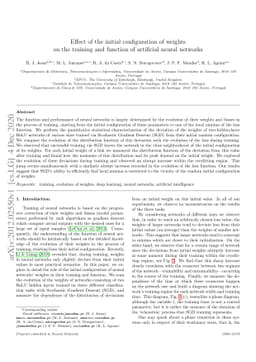 Effect of the initial configuration of weights on the training and
  function of artificial neural networks