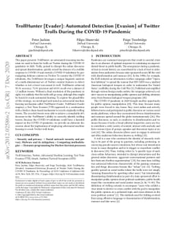TrollHunter [Evader]: Automated Detection [Evasion] of Twitter Trolls
  During the COVID-19 Pandemic