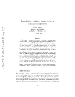 Learning in two-player games between transparent opponents