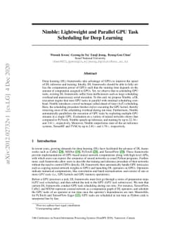 Nimble: Lightweight and Parallel GPU Task Scheduling for Deep Learning